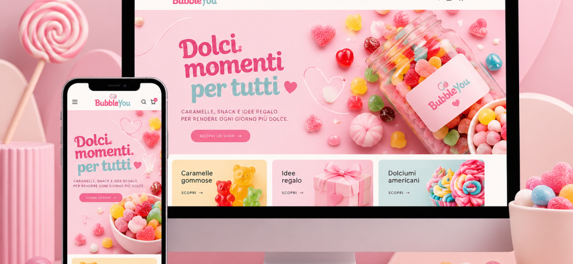 Esempio di sito e-commerce professionale responsive su desktop e smartphone