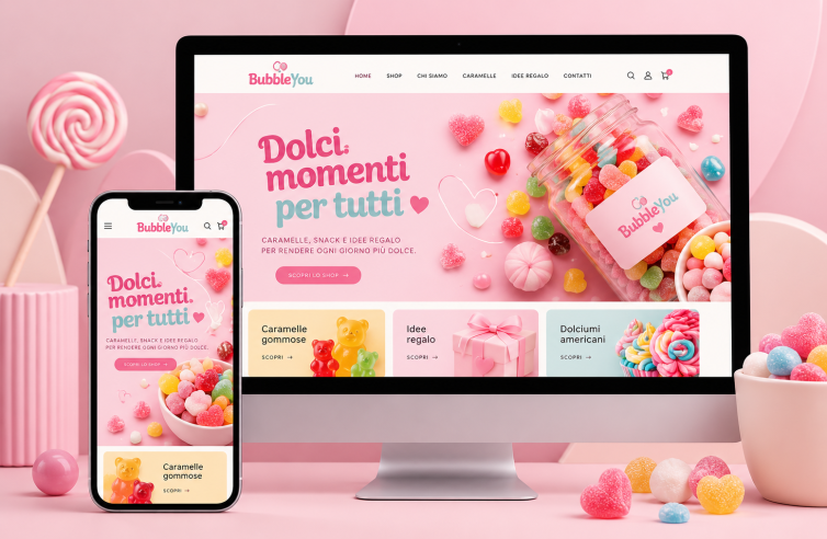Esempio di sito e-commerce professionale responsive su desktop e smartphone