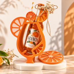 Display creativo personalizzato Arancia per bottiglia di aperitivo