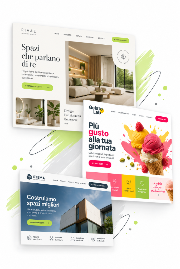 Mockup di siti web realizzati da PS Creativity per la personalizzazione di progetti WordPress